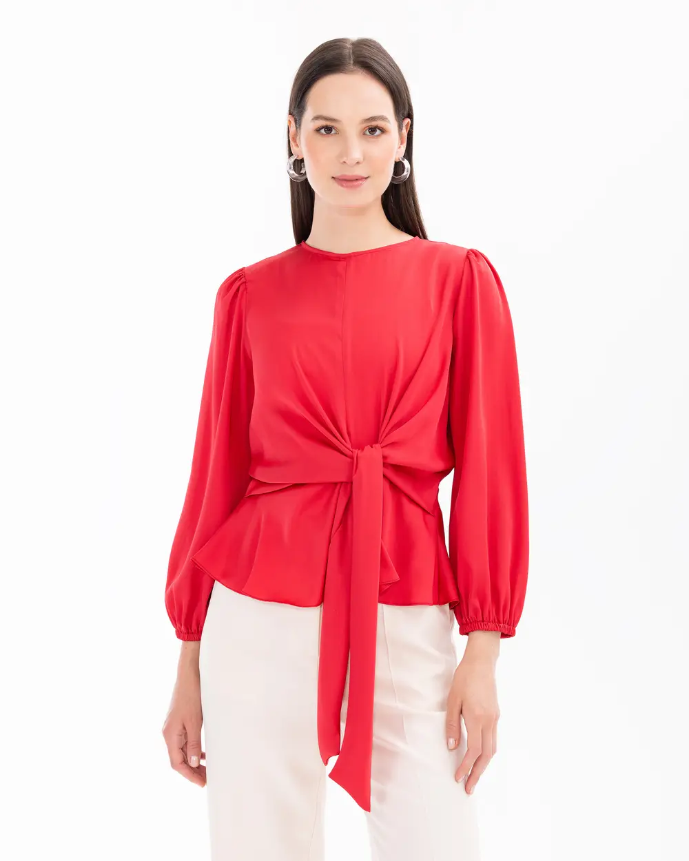 Round Neck Tie Blouse