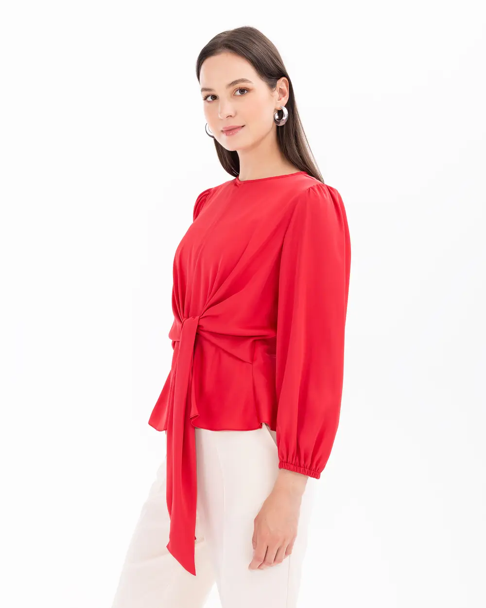 Round Neck Tie Blouse