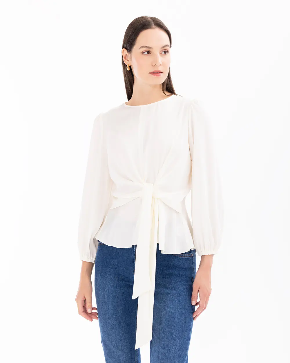 Round Neck Tie Blouse