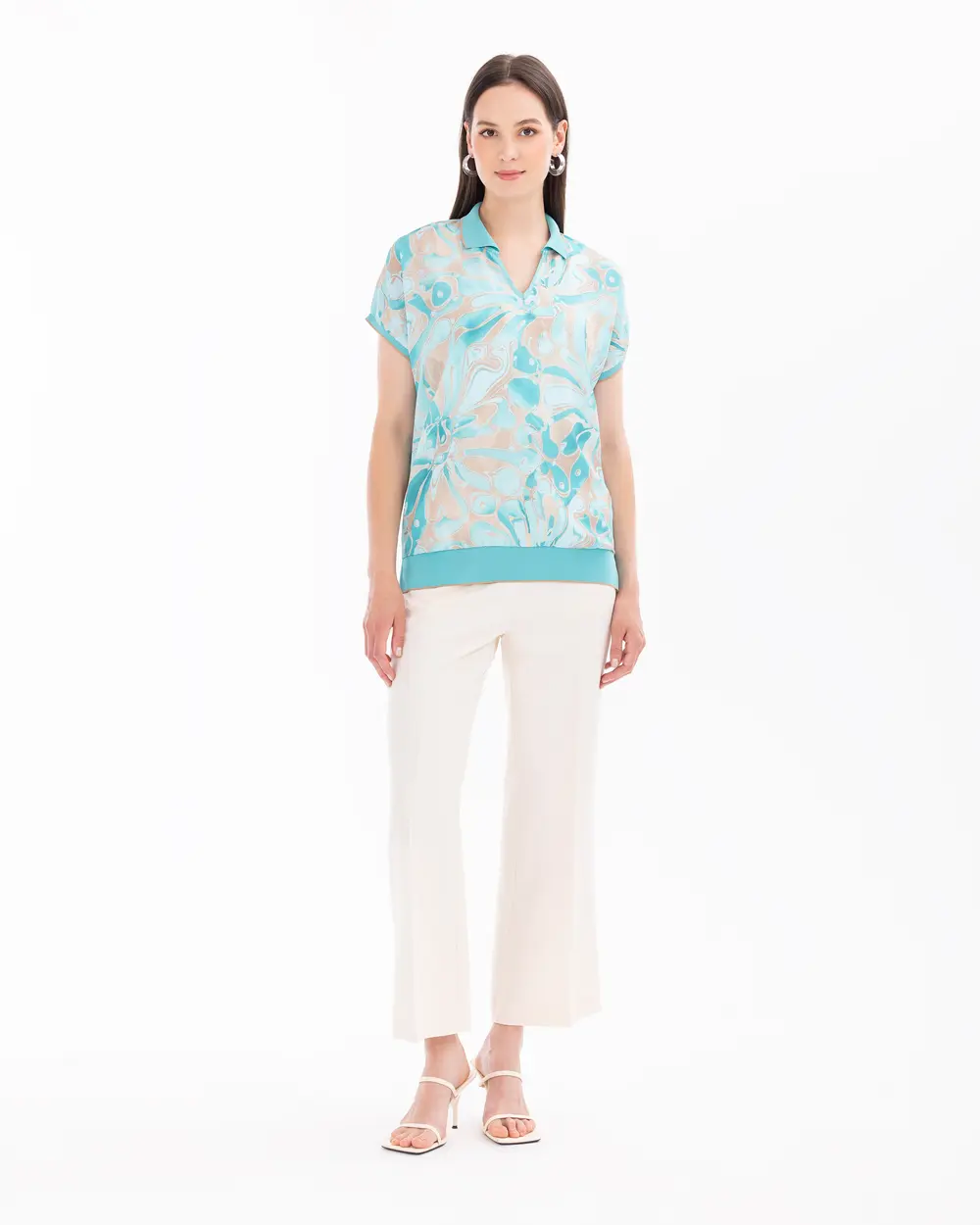 Gömlek Yaka Desenli Bluz