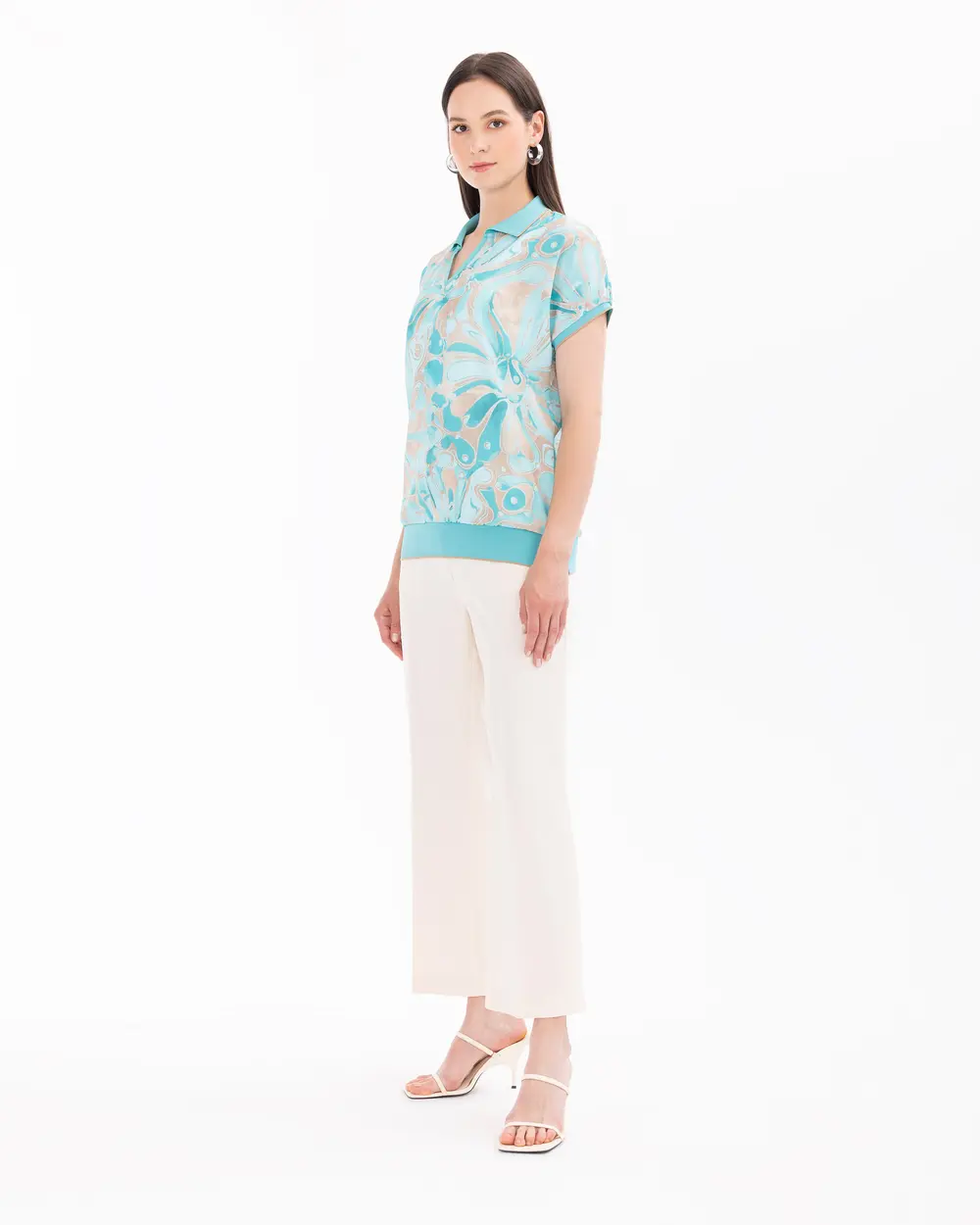 Gömlek Yaka Desenli Bluz