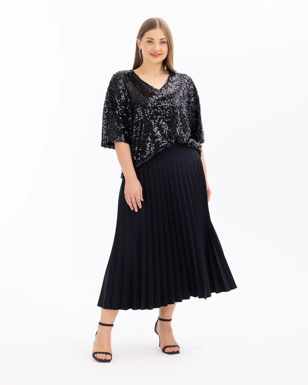 Plus Size Short Sleeve Sequin Blouse