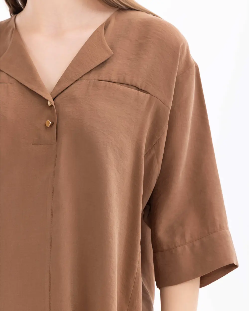 Plus Size Trouser Sleeve Button Detailed Blouse