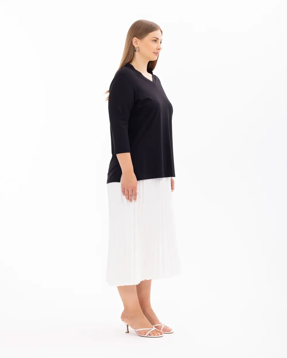 Plus Size Basic Trouser Sleeve Blouse