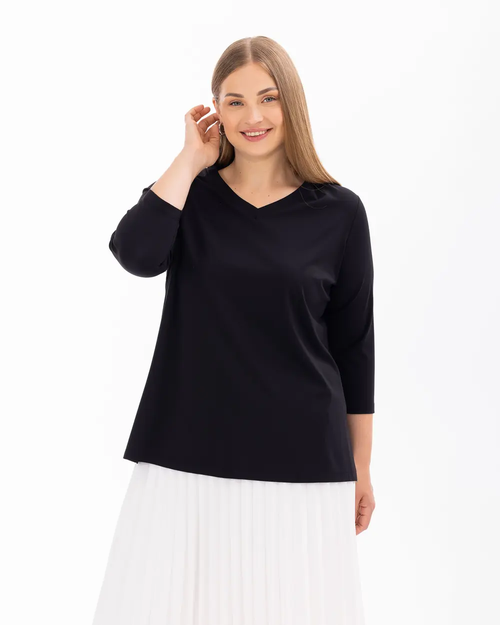 Plus Size Basic Trouser Sleeve Blouse