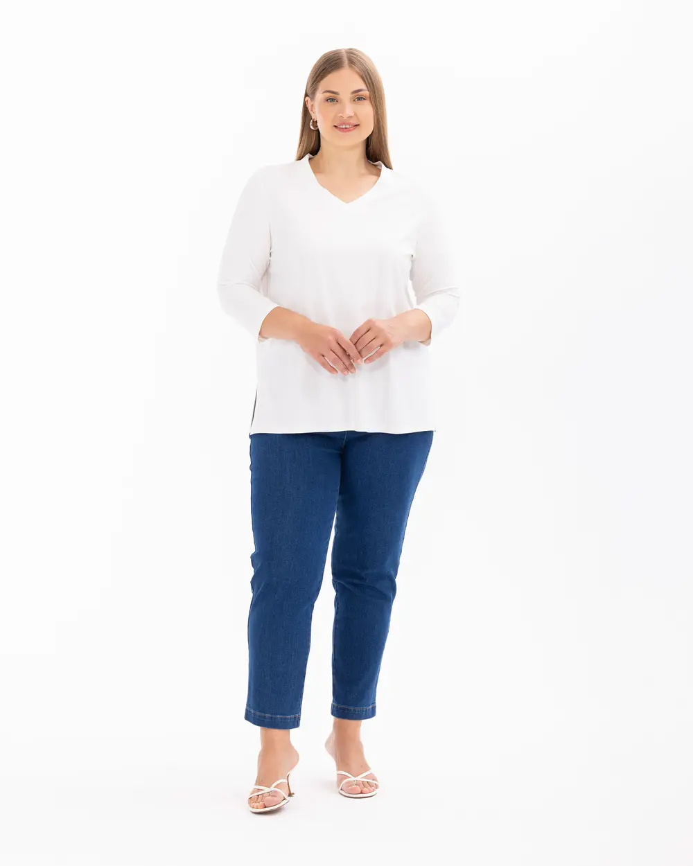 Plus Size Basic Trouser Sleeve Blouse