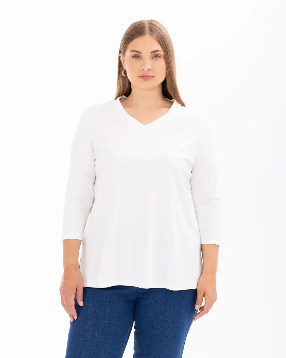 Plus Size Basic Trouser Sleeve Blouse