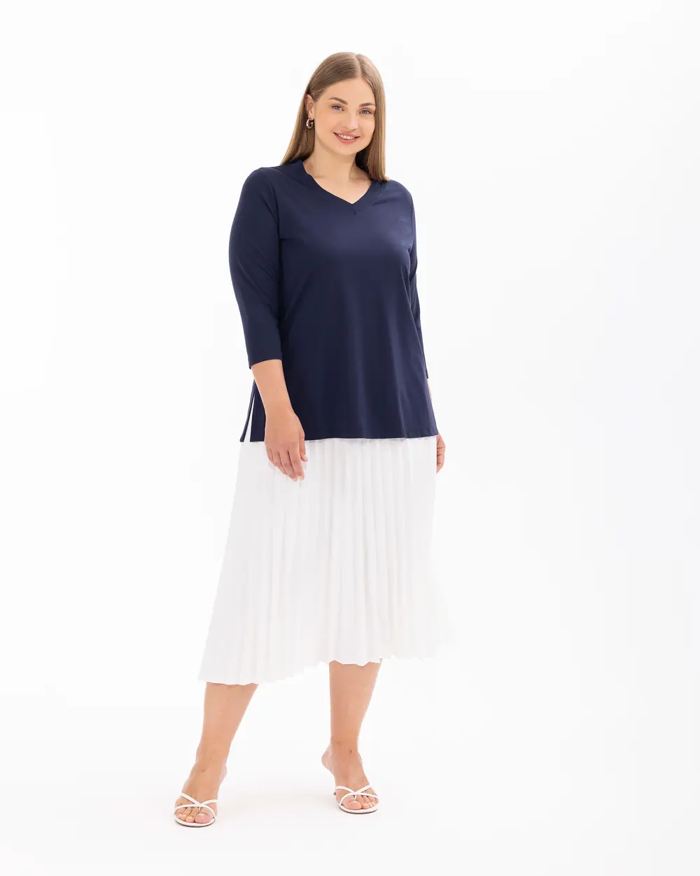 Plus Size Basic Trouser Sleeve Blouse