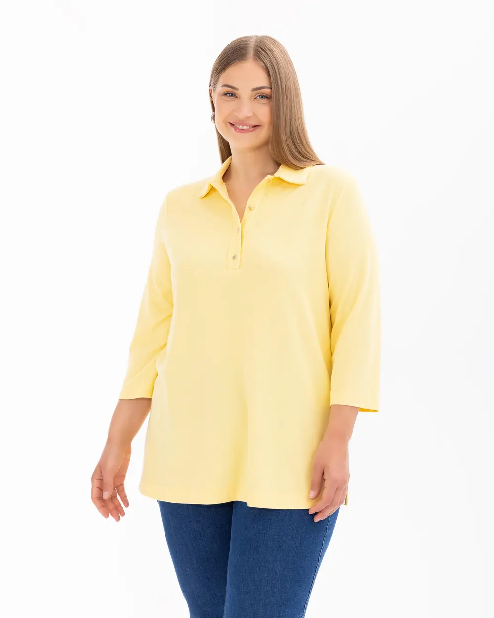 Plus Size Buttoned Basic Blouse