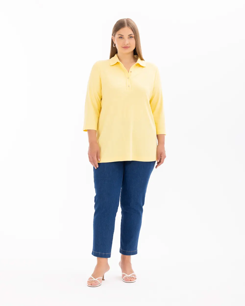 Plus Size Buttoned Basic Blouse