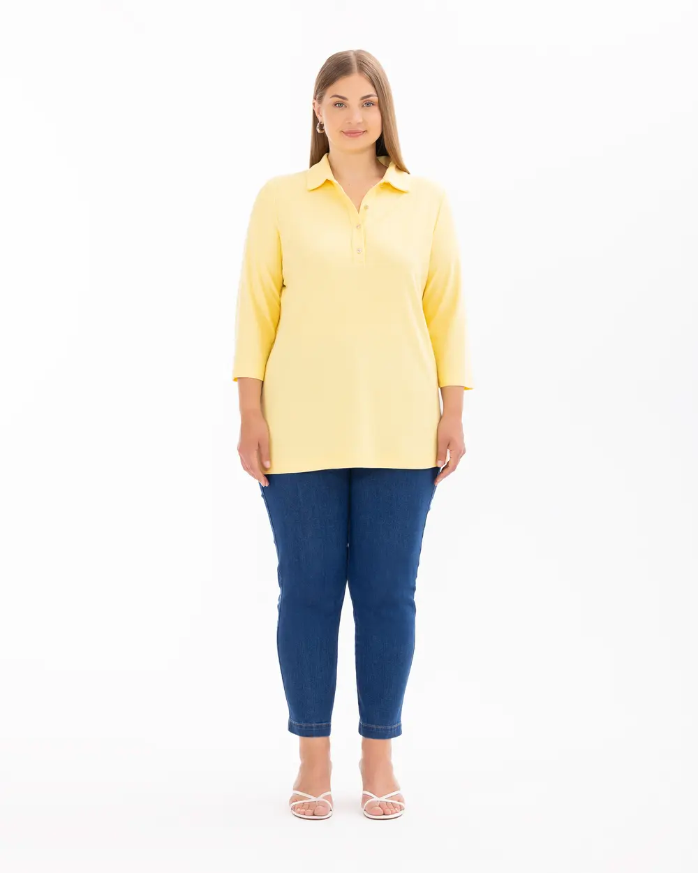 Plus Size Buttoned Basic Blouse