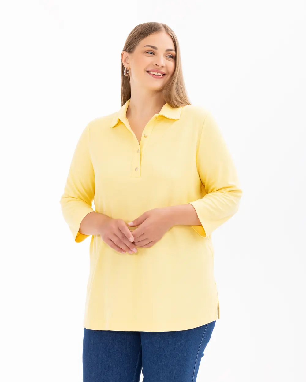 Plus Size Buttoned Basic Blouse