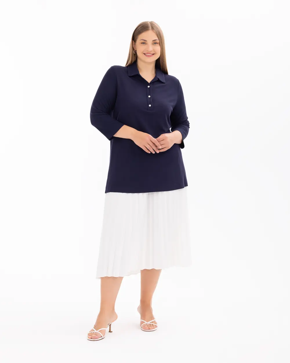 Plus Size Buttoned Basic Blouse