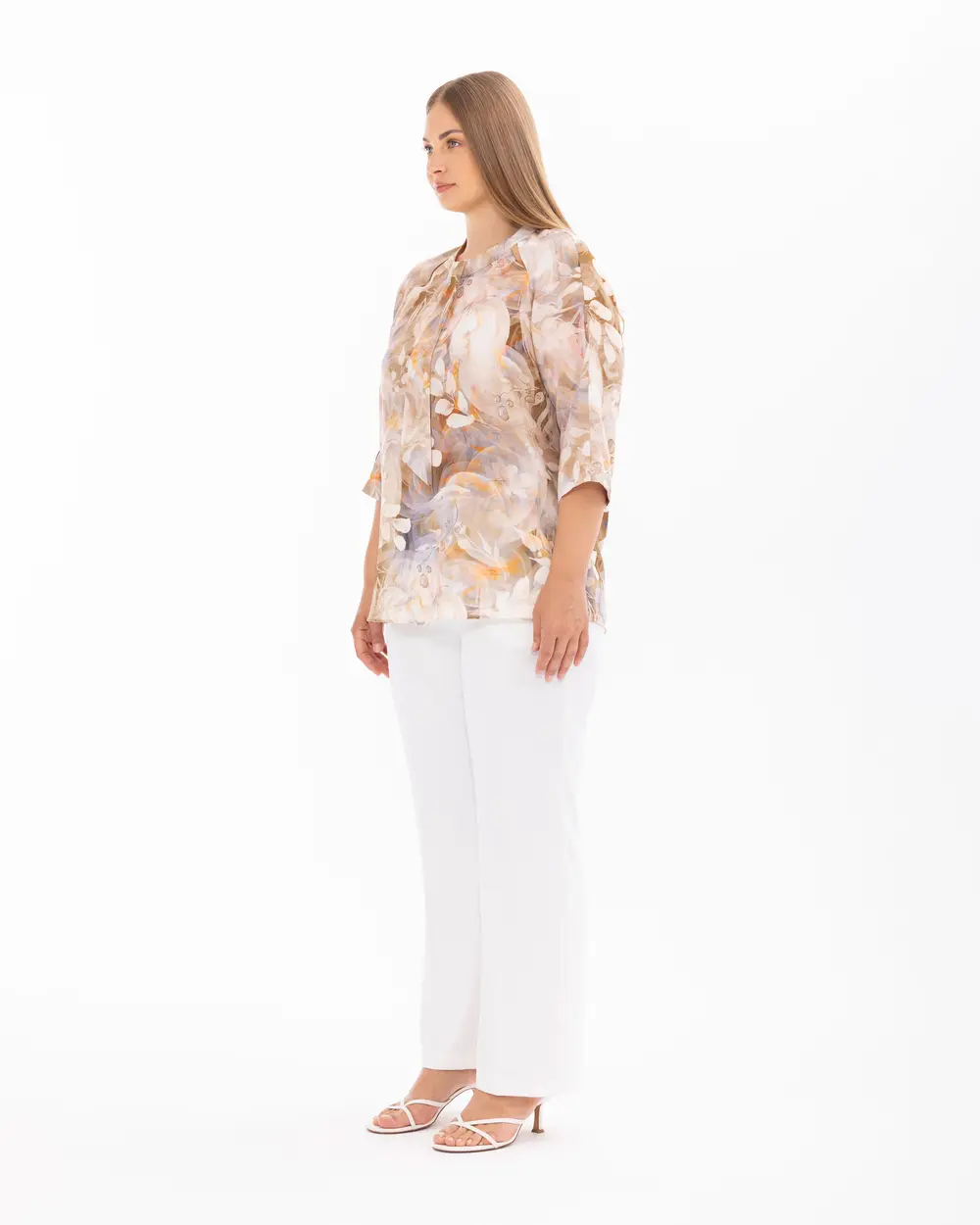 Plus Size Elegant Trouser Sleeve Blouse