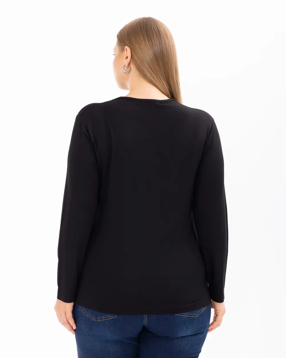 Plus Size V Neck Long Sleeve Blouse