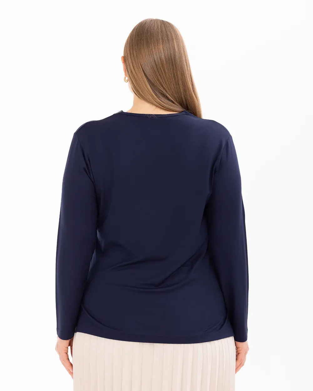 Plus Size V Neck Long Sleeve Blouse