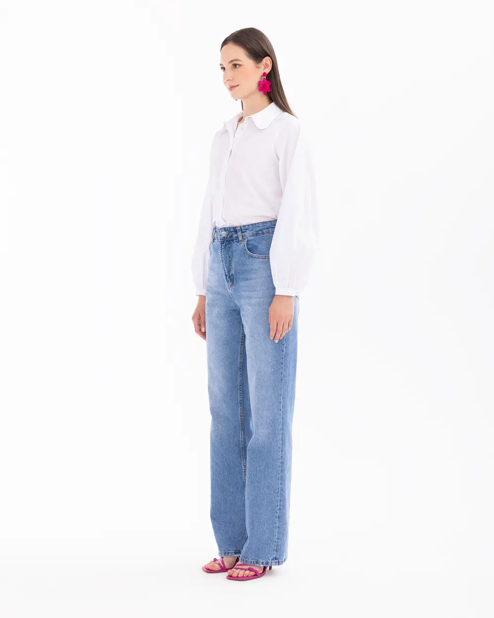 Piped Leg Buttoned Jean Pants