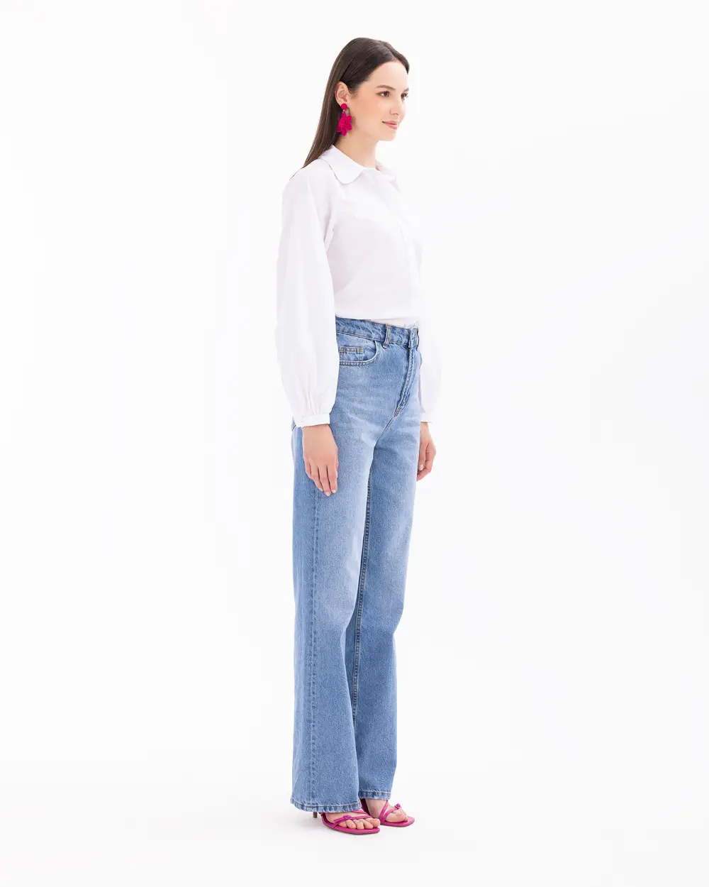 Piped Leg Buttoned Jean Pants