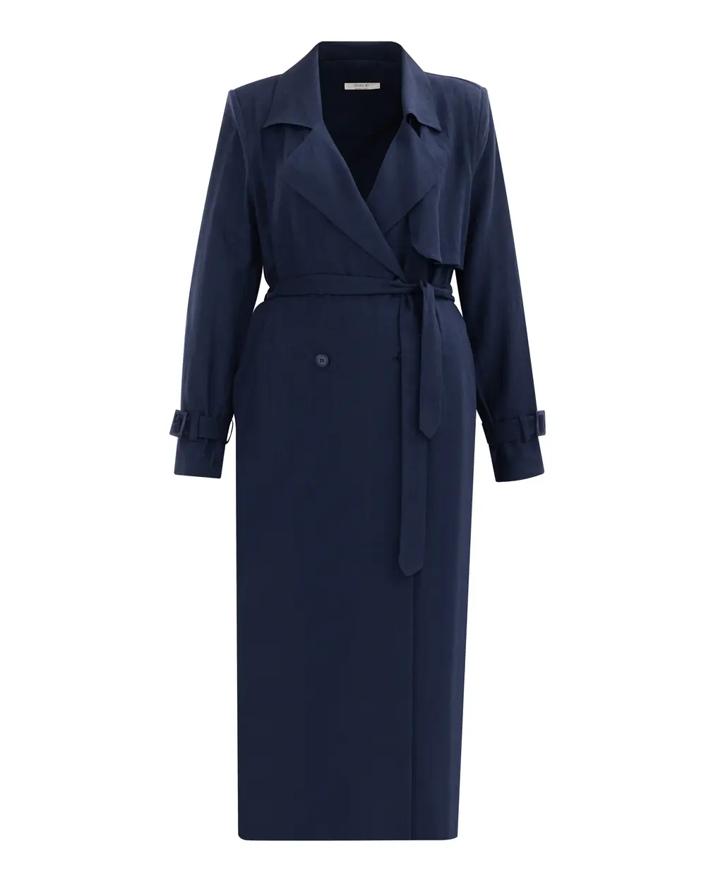 Plus Size Buttoned Linen Overcoat