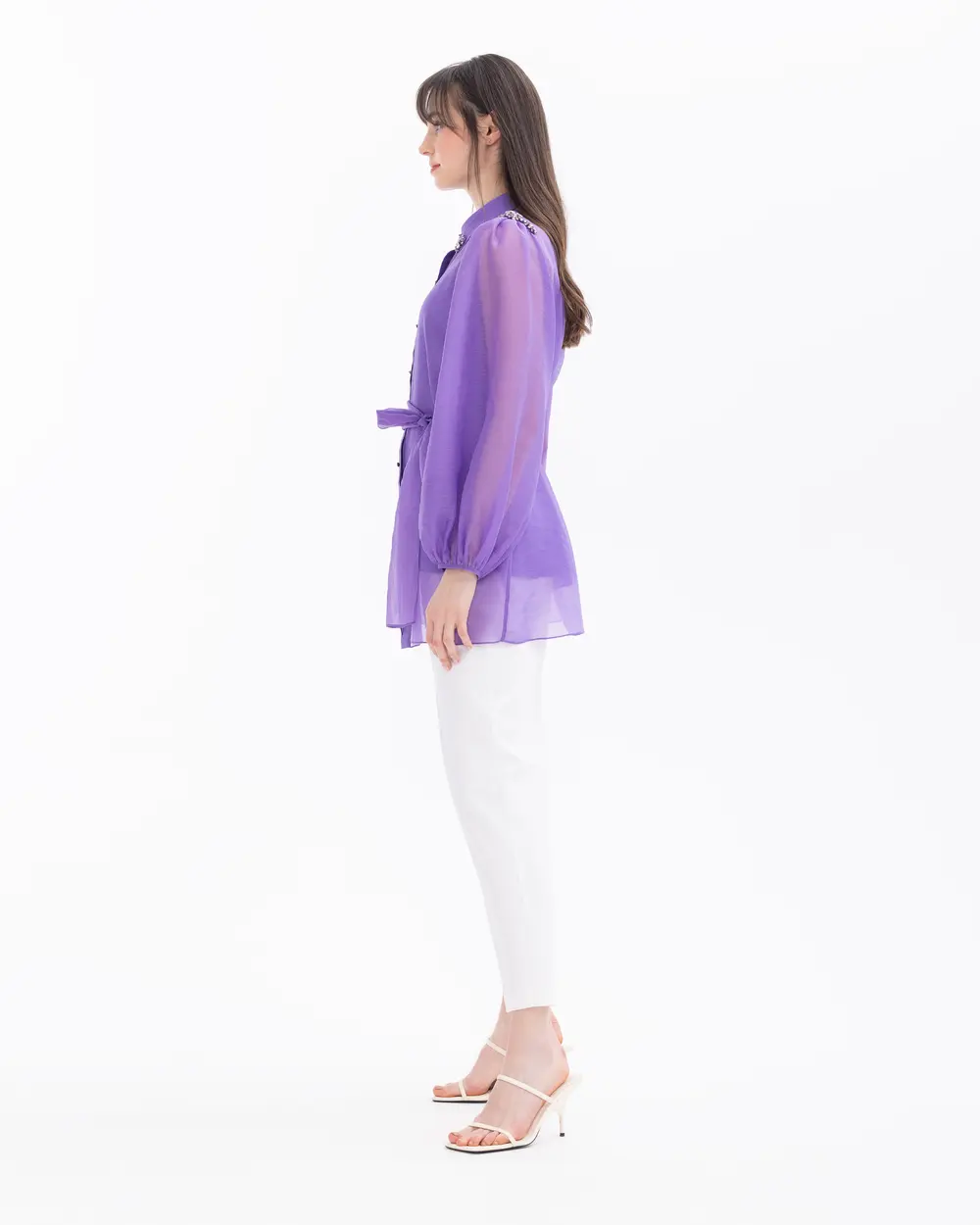 Stone Detailed Shirt with Inner Blouse