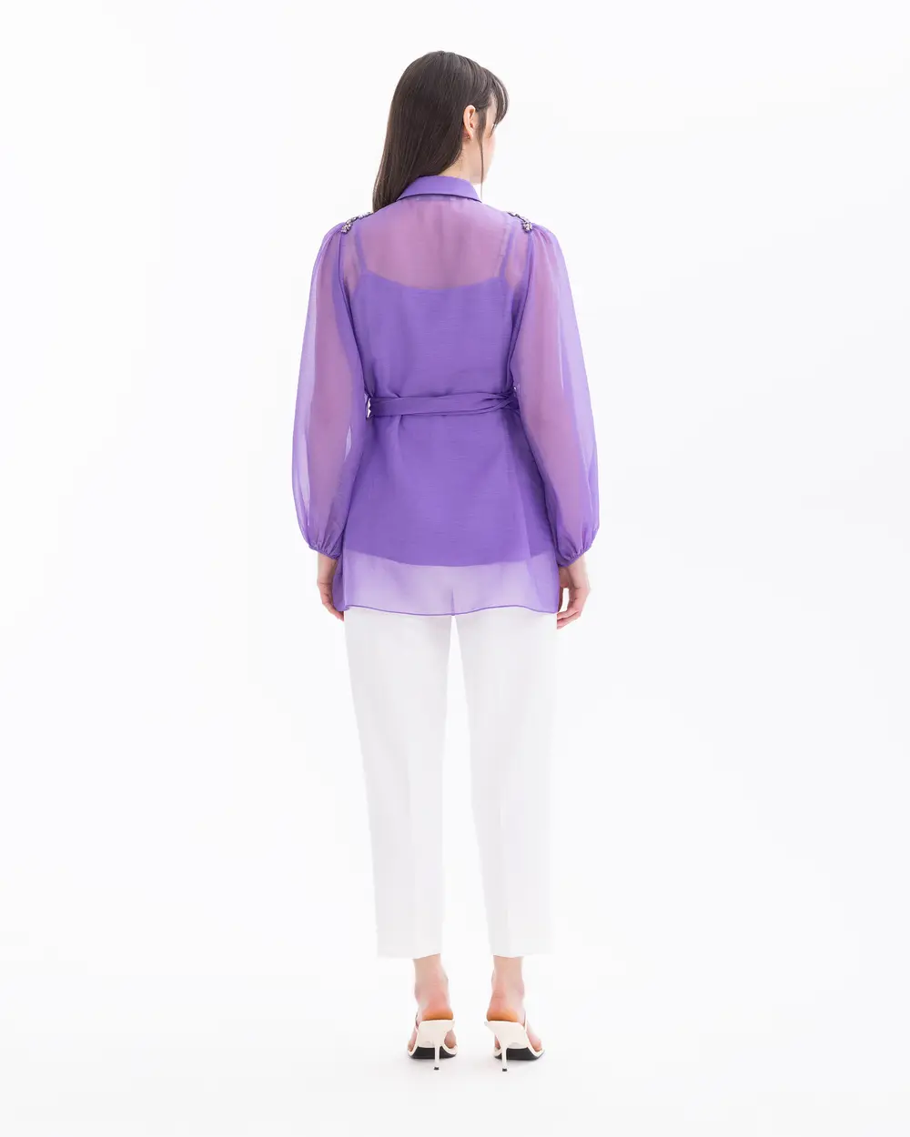 Stone Detailed Shirt with Inner Blouse