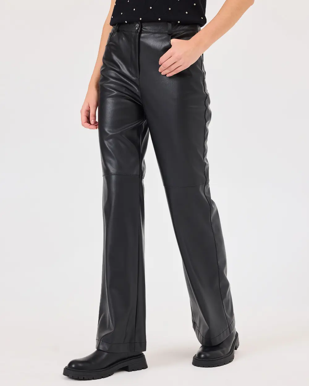 Wide Leg Faux Leather Pants