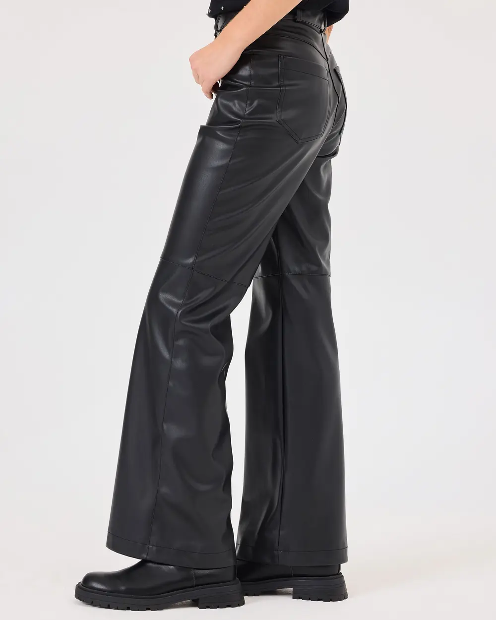 Wide Leg Faux Leather Pants