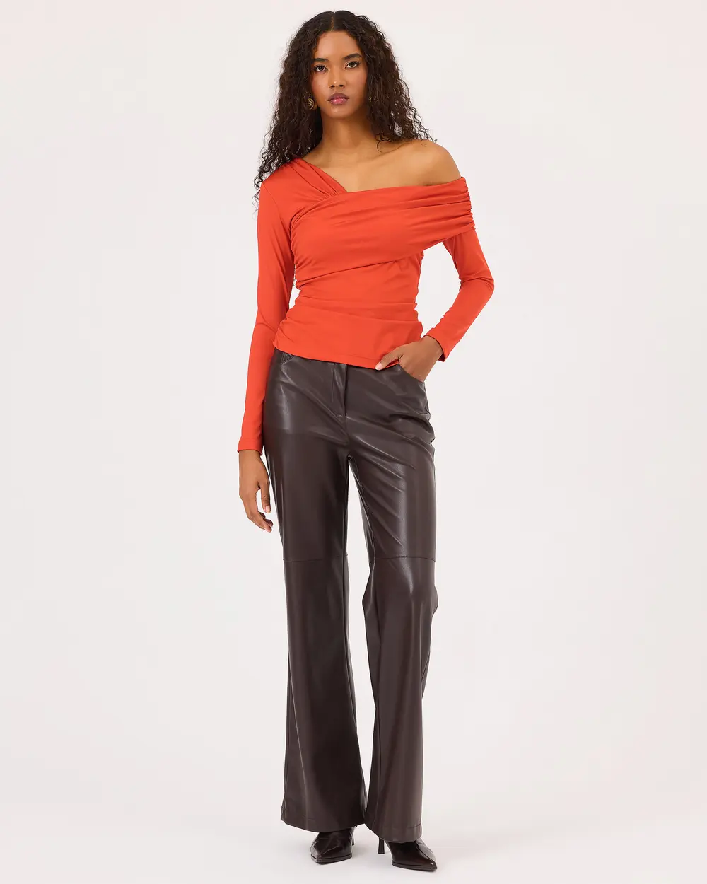 Wide Leg Faux Leather Pants