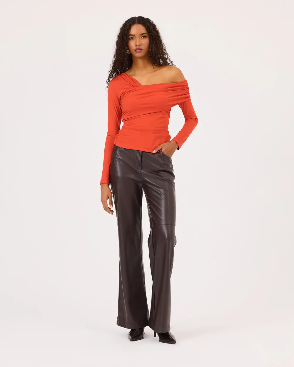 Wide Leg Faux Leather Pants