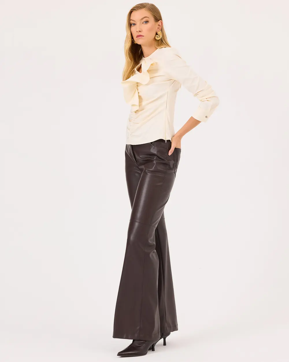 Wide Leg Faux Leather Pants