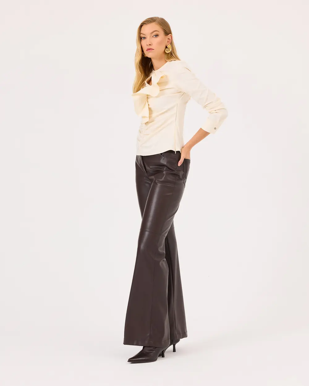 Wide Leg Faux Leather Pants