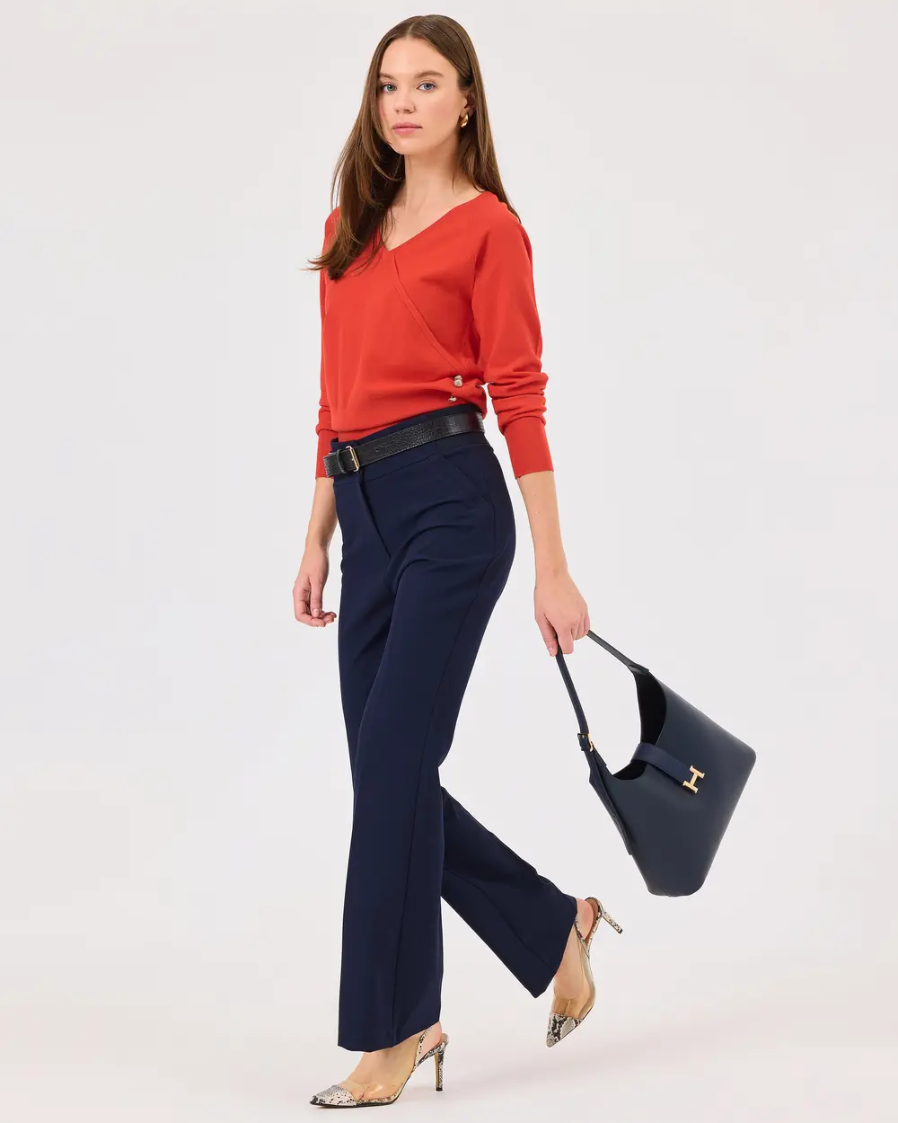 Double Button Flared Trousers