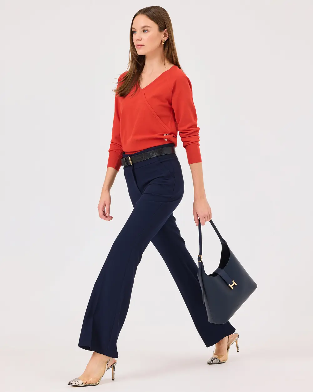 Double Button Flared Trousers