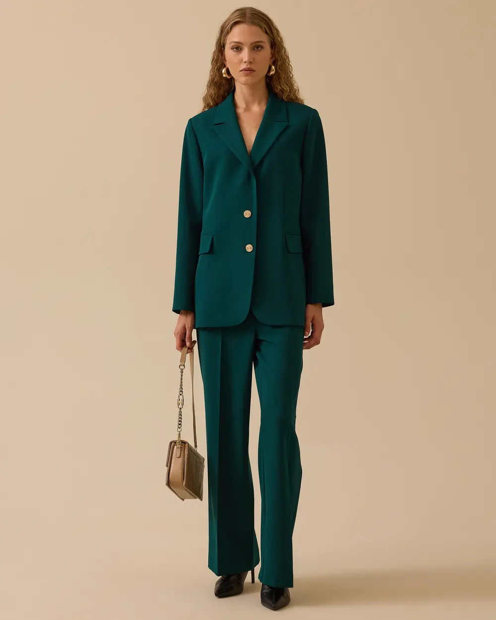 Düğmeli Geniş Paça Pantolon