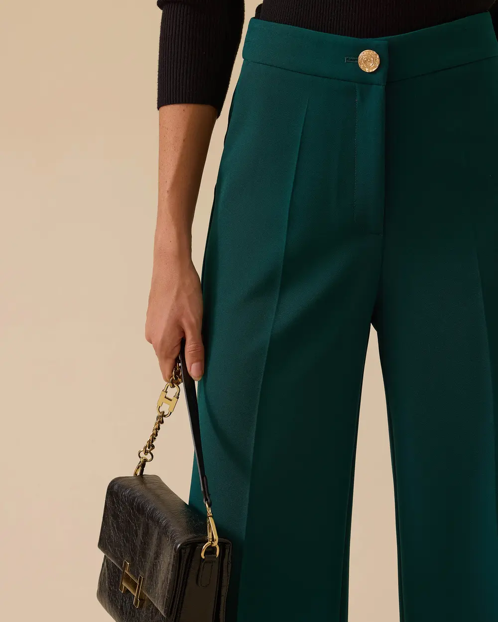 Düğmeli Geniş Paça Pantolon