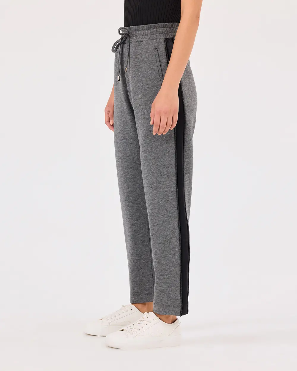 Lace-up Striped Sweatpants with Pockets