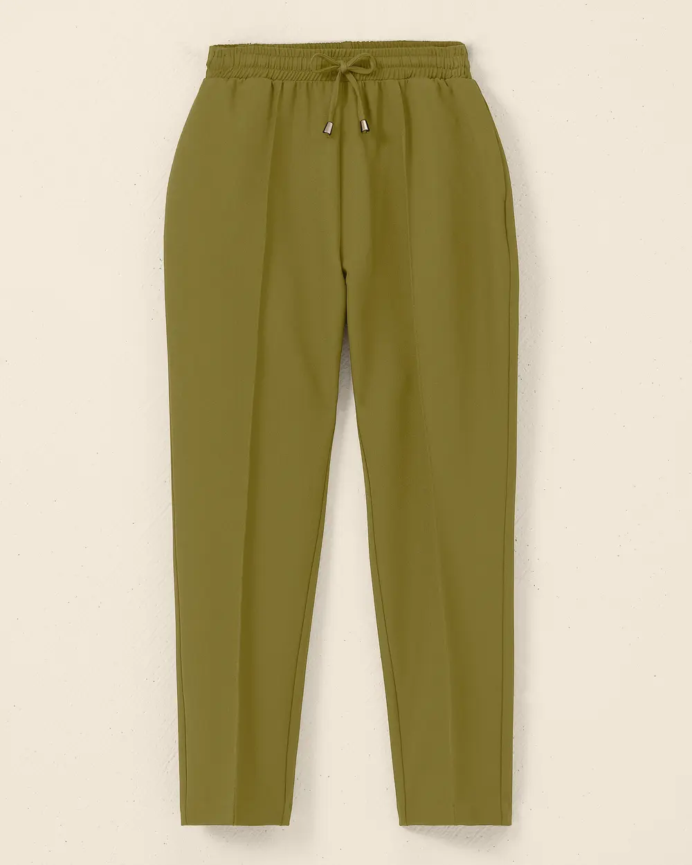 Ankle Length Pants with Elastic Waist Pockets