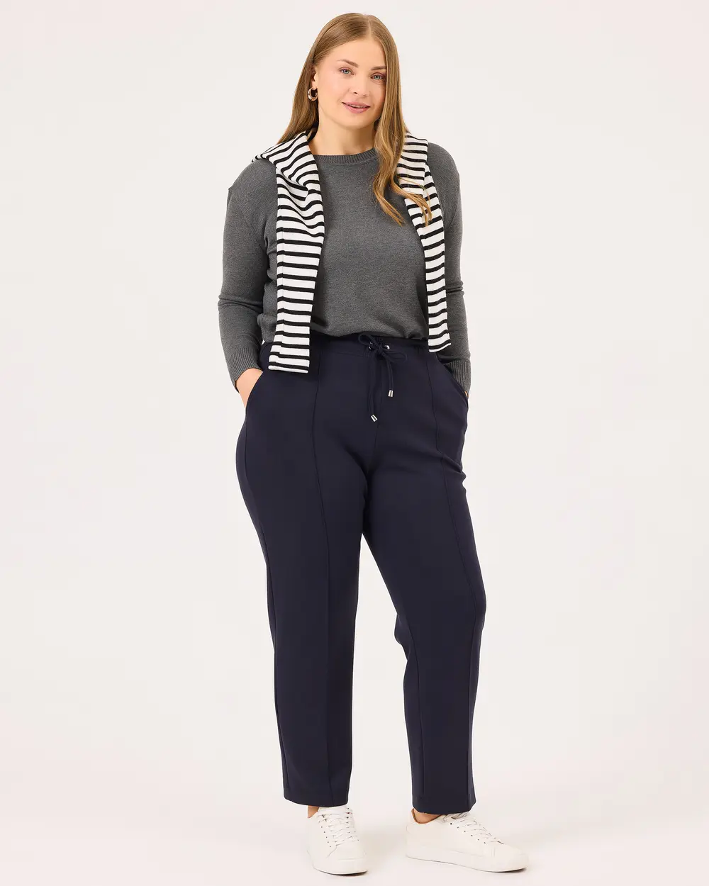 Plus Size Lace-up Ankle Length Pants