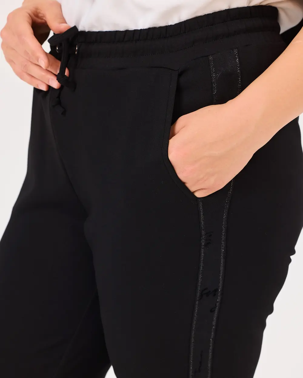 Plus Size Lace-up Sweatpants with Pockets