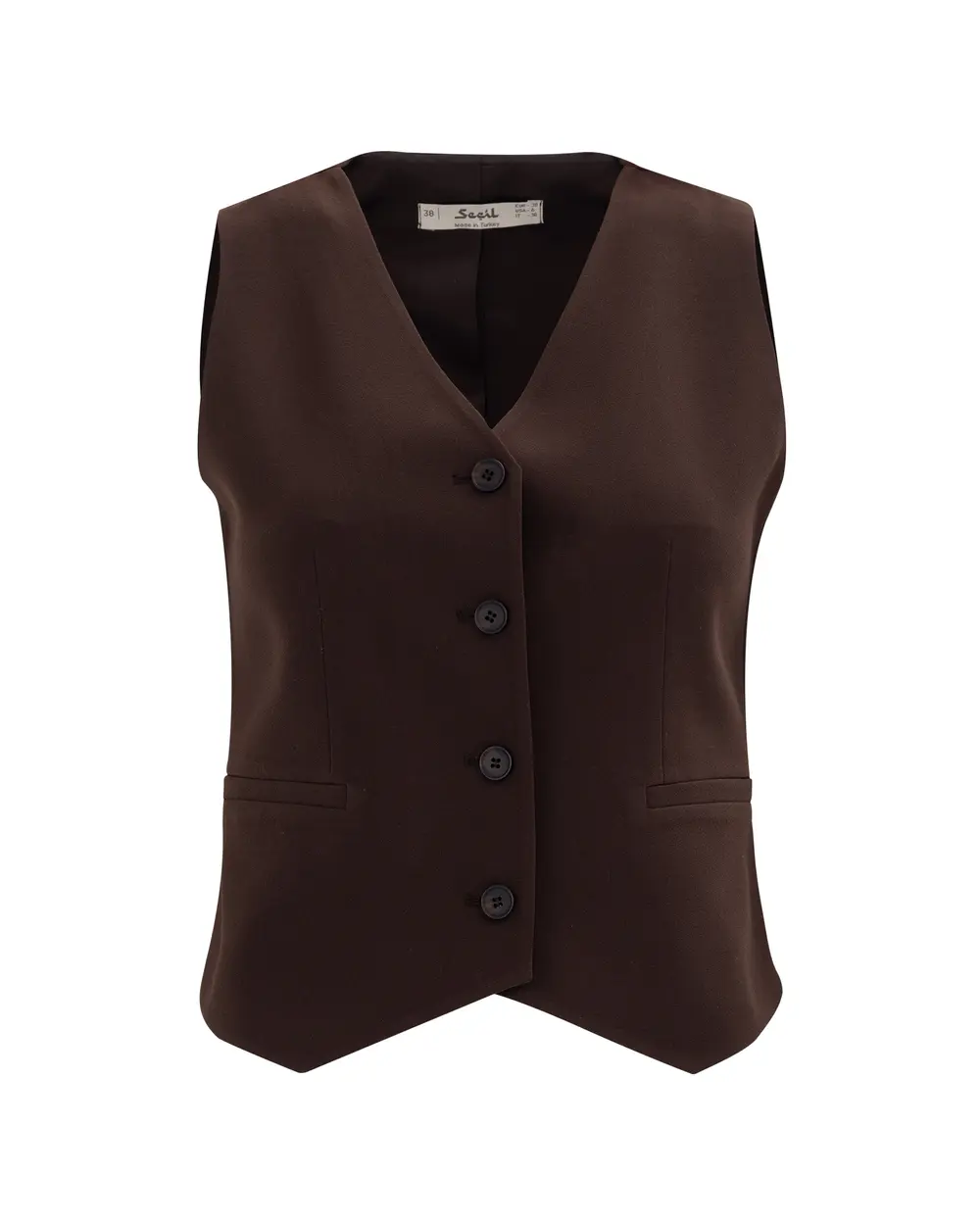 Buttoned Waist Length Lined Vest