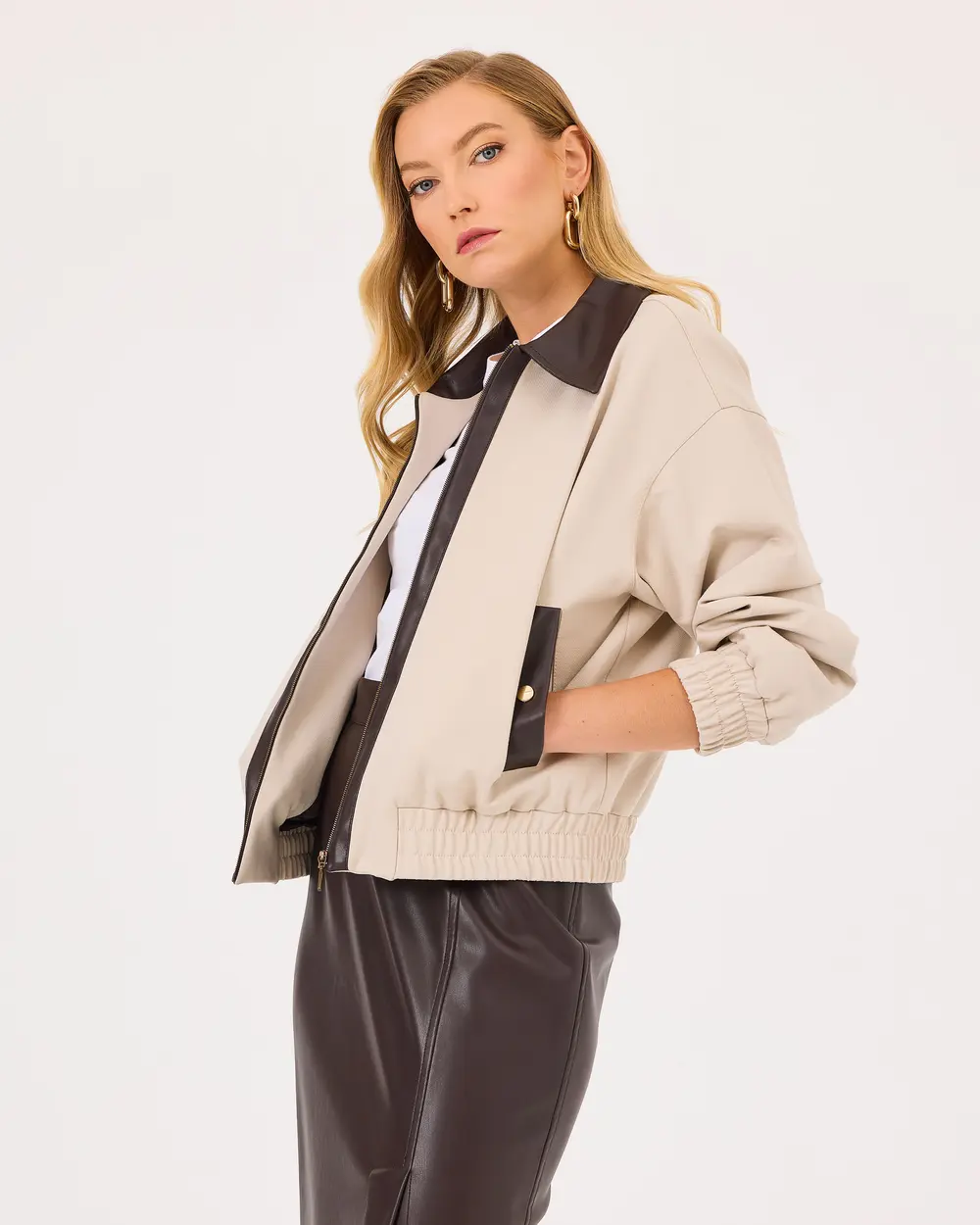 Double Fabric Zipper Jacket