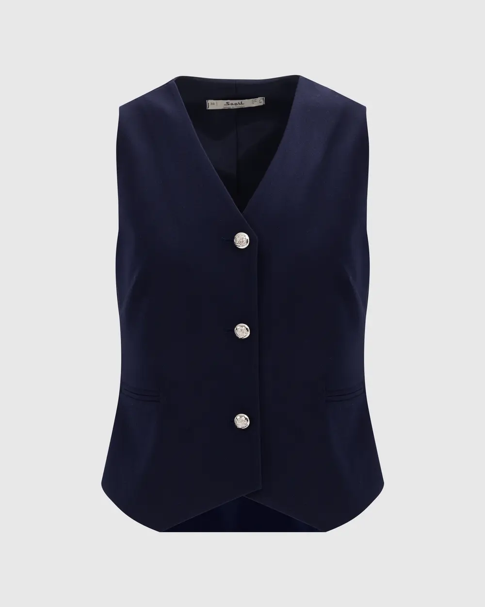 V-neck Buttoned Sleeveless Vest