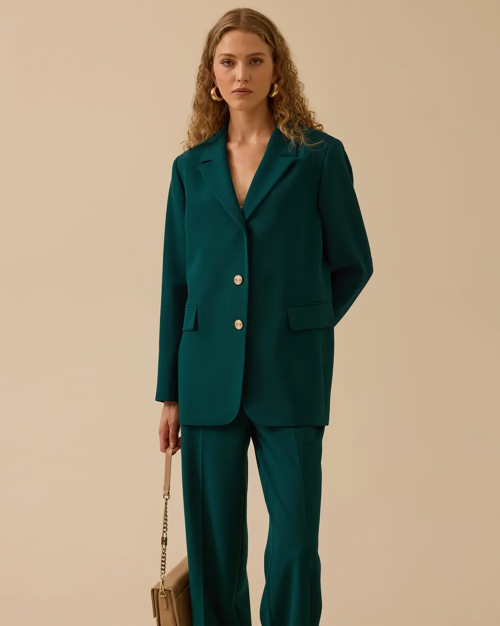 Çift Düğmeli Cep Detaylı Ceket