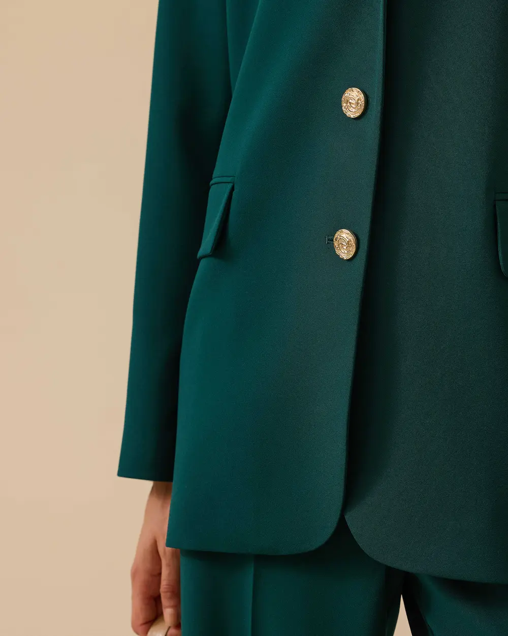 Çift Düğmeli Cep Detaylı Ceket