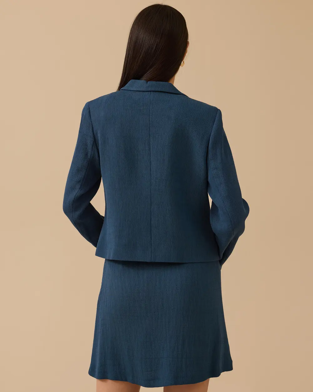 Double-breasted Collar Buttoned Waist Length Jacket