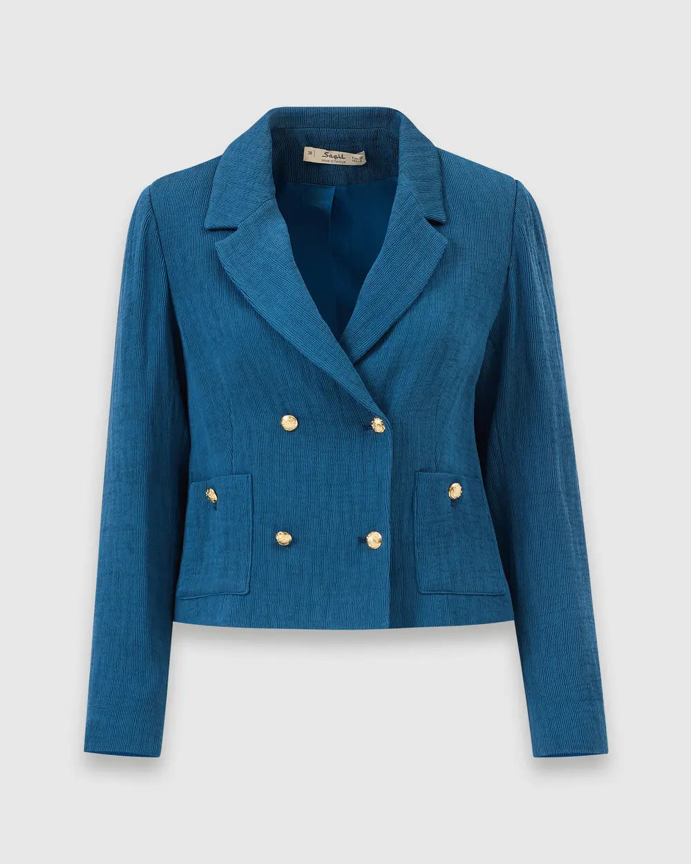 Double-breasted Collar Buttoned Waist Length Jacket