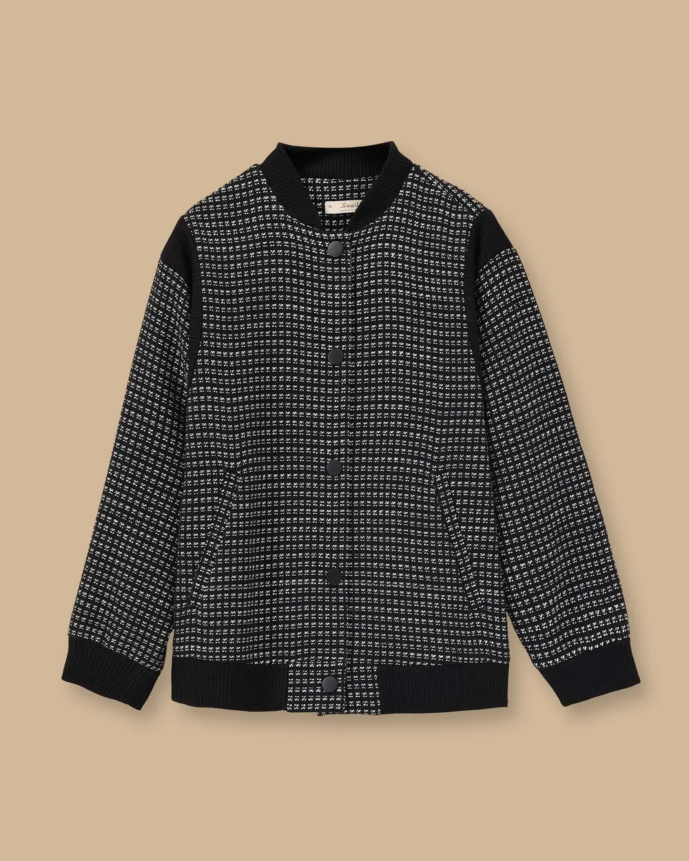 Checked Bomber Jacket with Snap Buttons