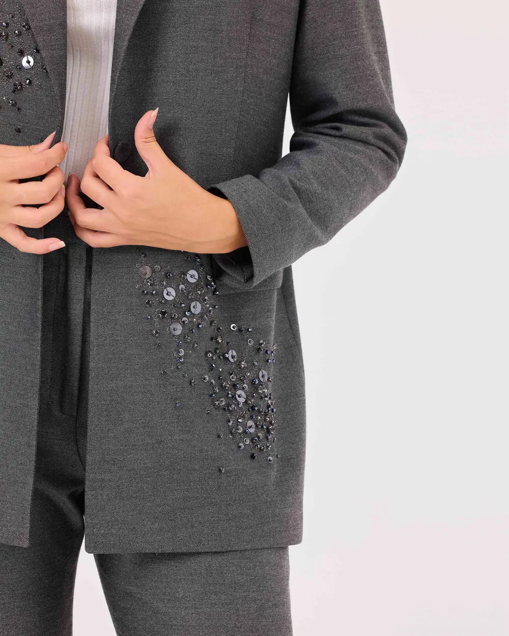 Single Button Bead Detailed Jacket