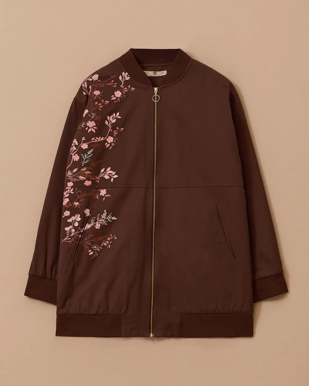 Printed Zipper Detailed Pocket Jacket