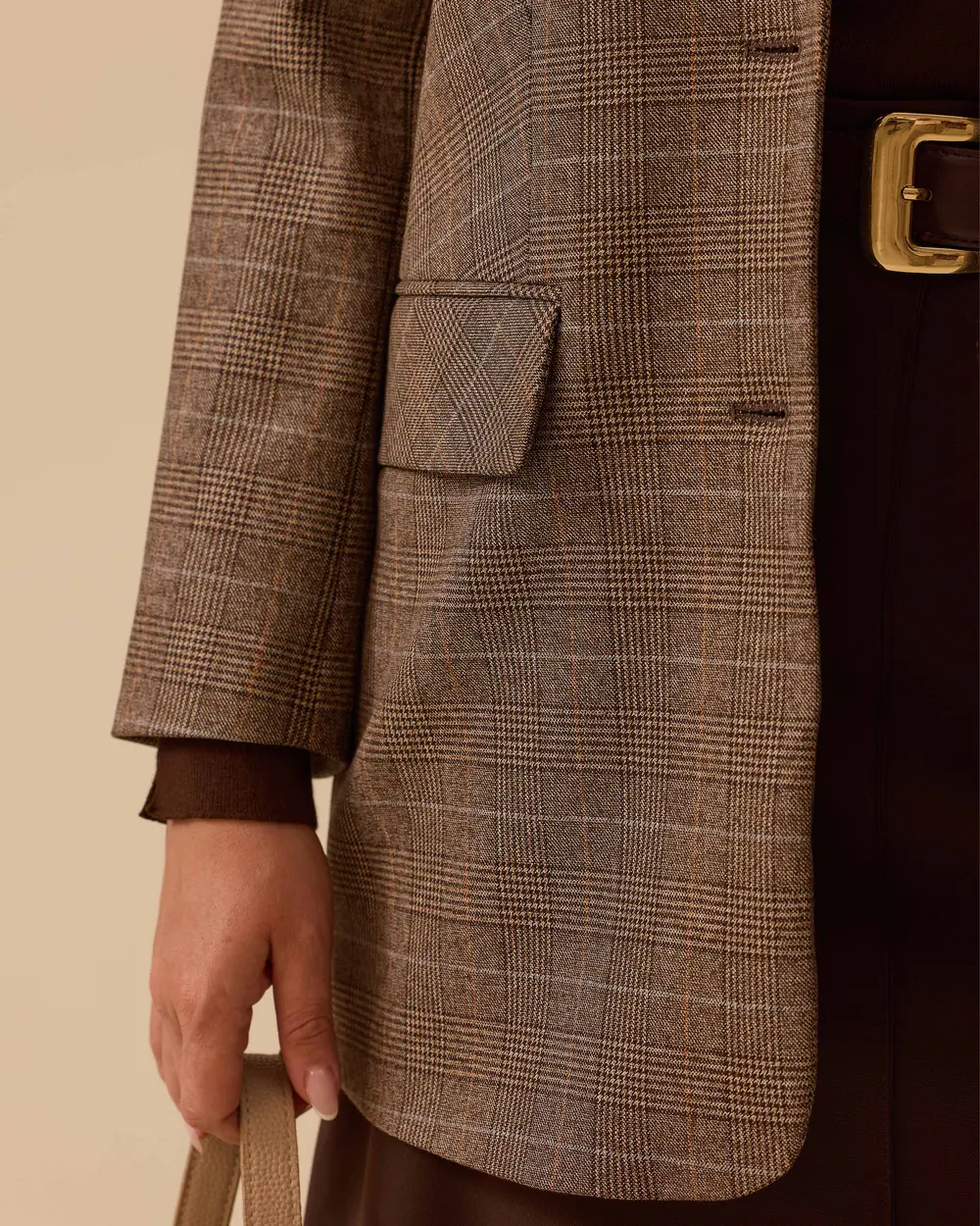 Büyük Beden Ekose Desenli Blazer Ceket